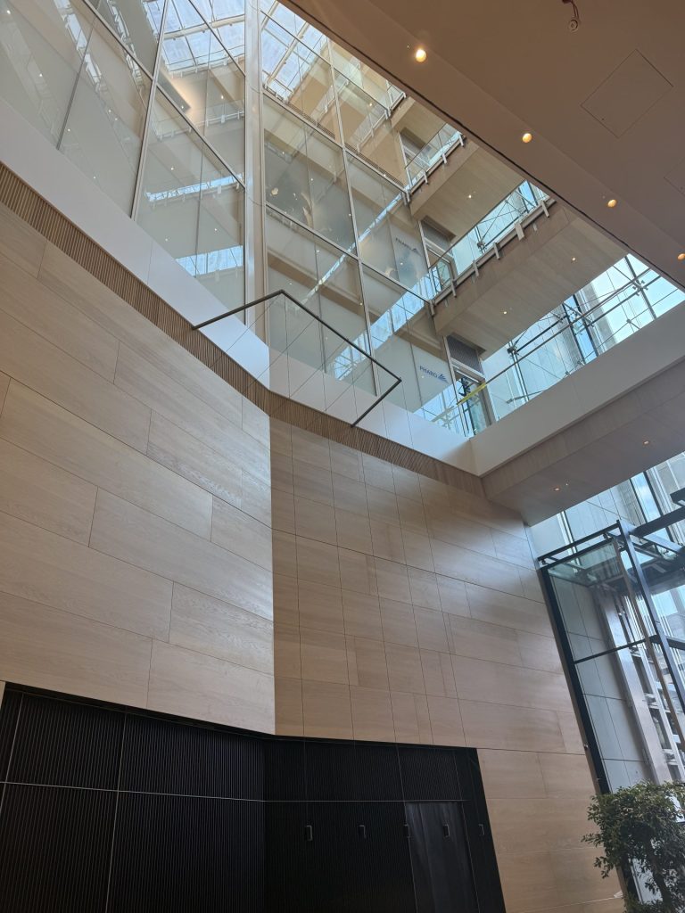 Modern interior with glass walls