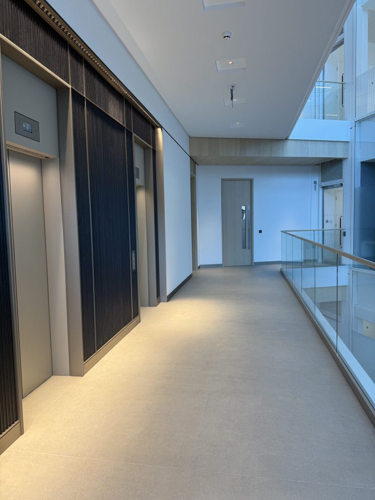 Modern hallway with elevators