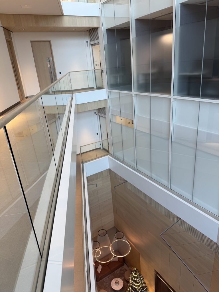 Modern interior with glass walls