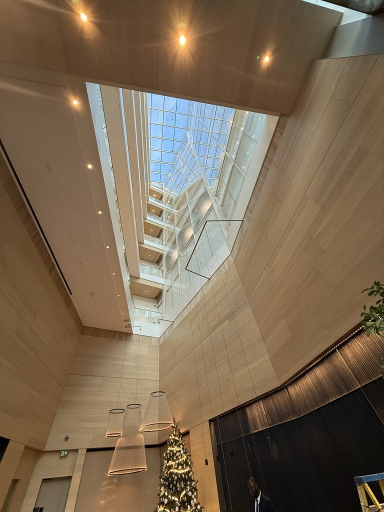 Glass ceiling in modern interior