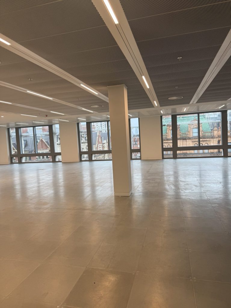 Spacious room with large windows